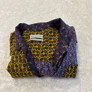 Urban Outfitters Women Button Down Top Yellow Colorblock Paisley Casual Sz Small